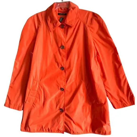 Lauren Ralph Lauren Fidajete Balmacaan Travel Trench Coat Womens Sz XL Orange - Picture 11 of 16